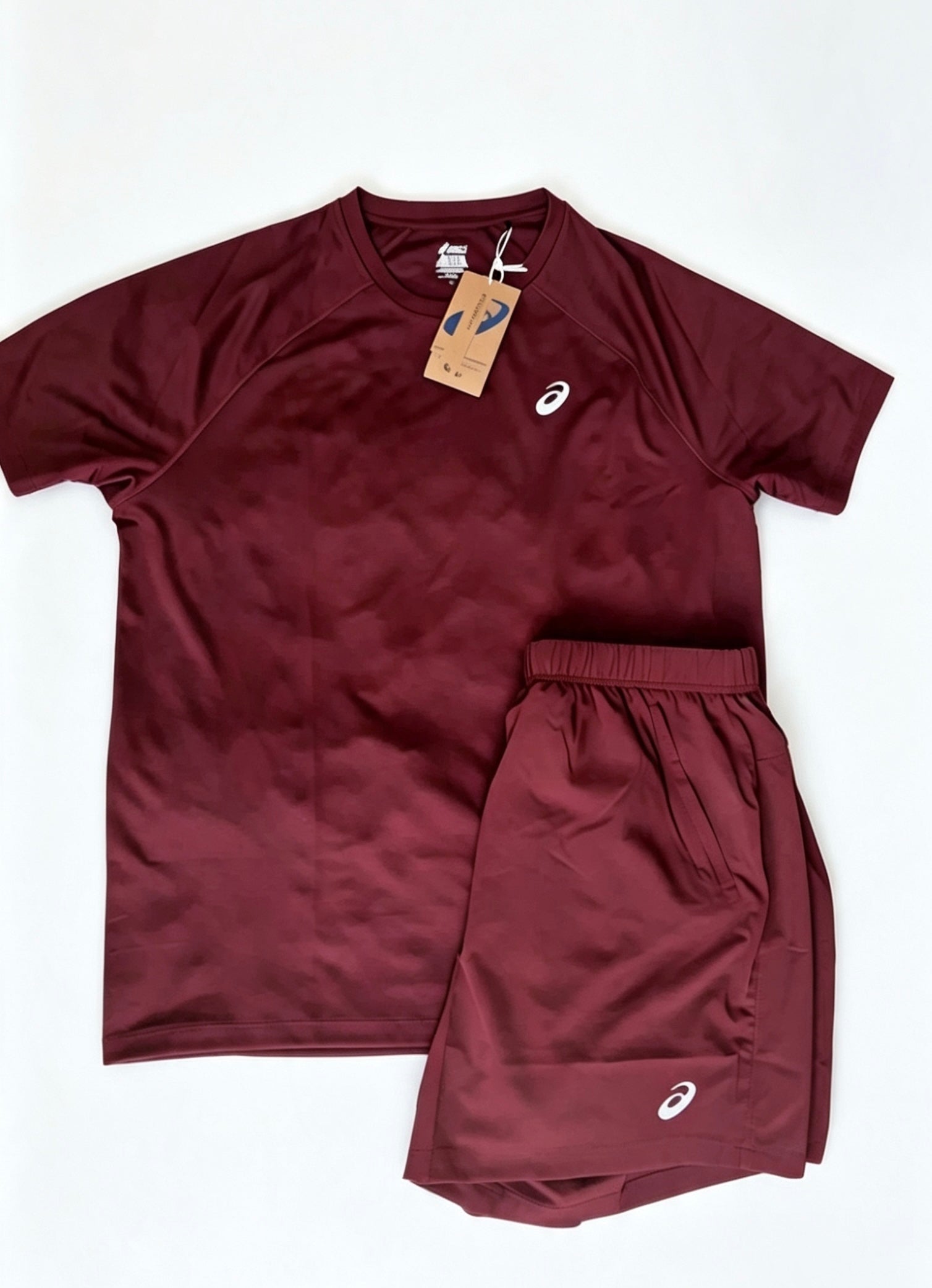 ASICS T-Shirt & Shorts Set – Burgundy