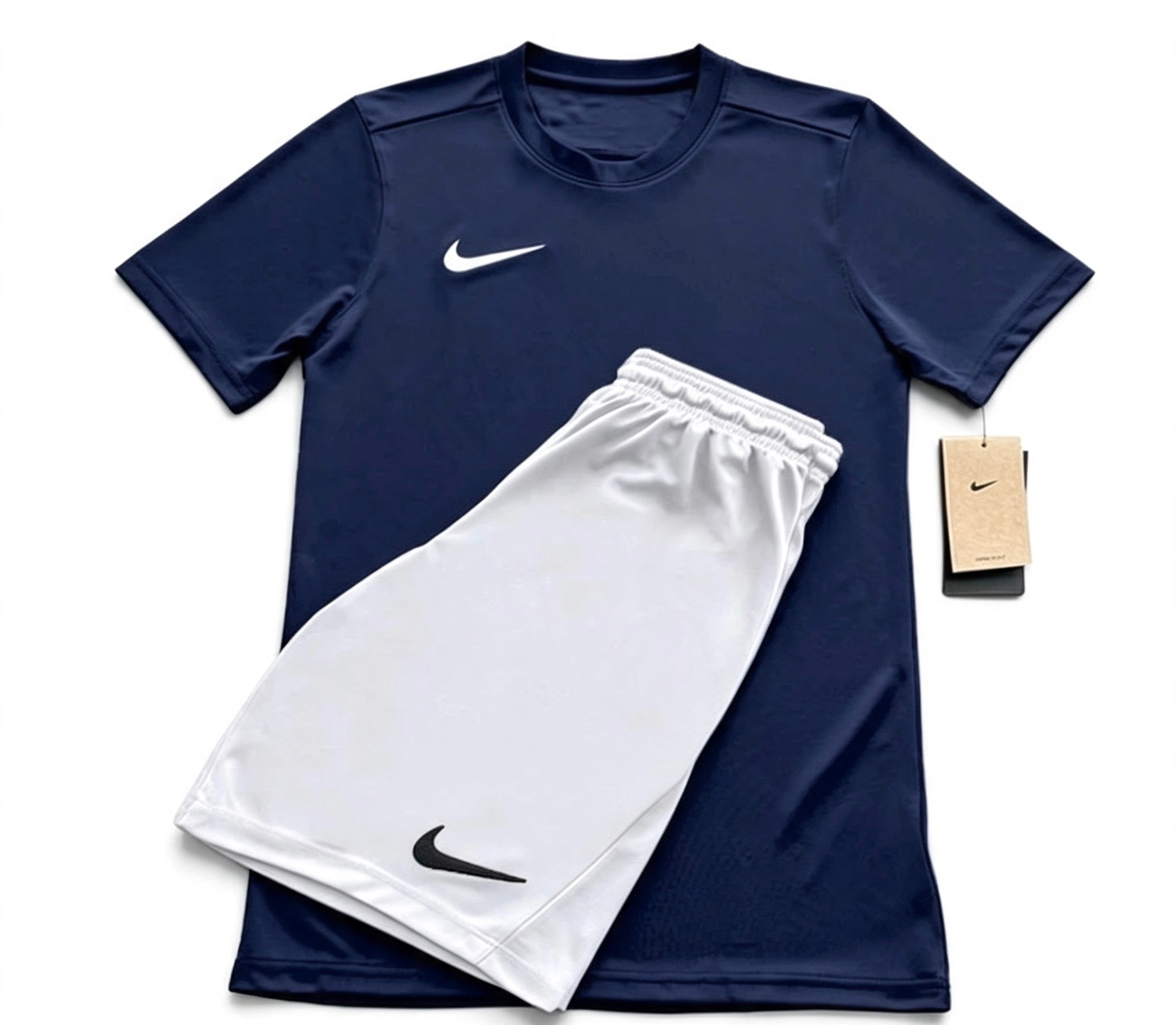 Nike Navy T-Shirt & White Shorts Set