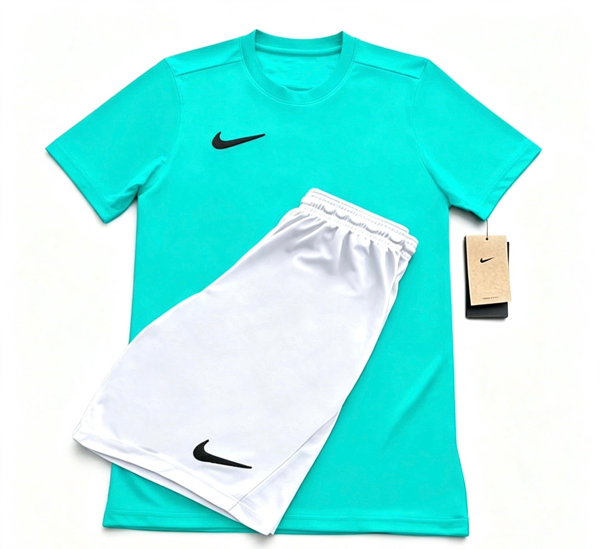Nike Turquoise T-Shirt & White Shorts Set